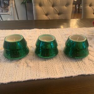 Green Mosaic Candle Holders